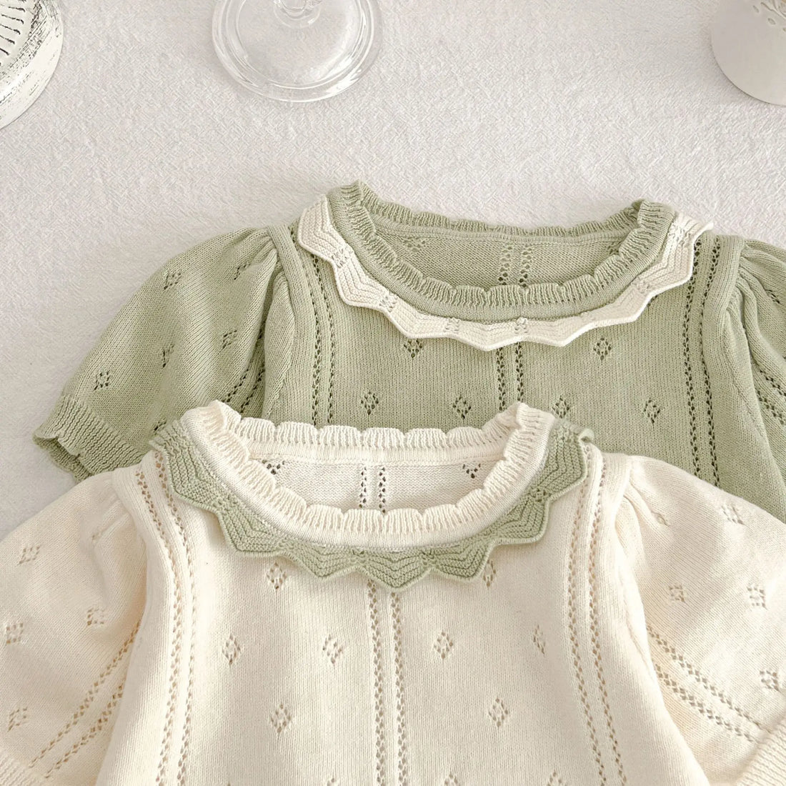 0-18M Summer Baby Clothing Set Hollow Out Knit Tee Tops Shorts Girls Suit Kids Fashion Baby Clothing 2Pcs Set